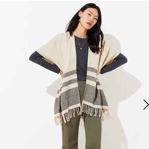 🆕 LOFT Striped Poncho Wrap M-L
